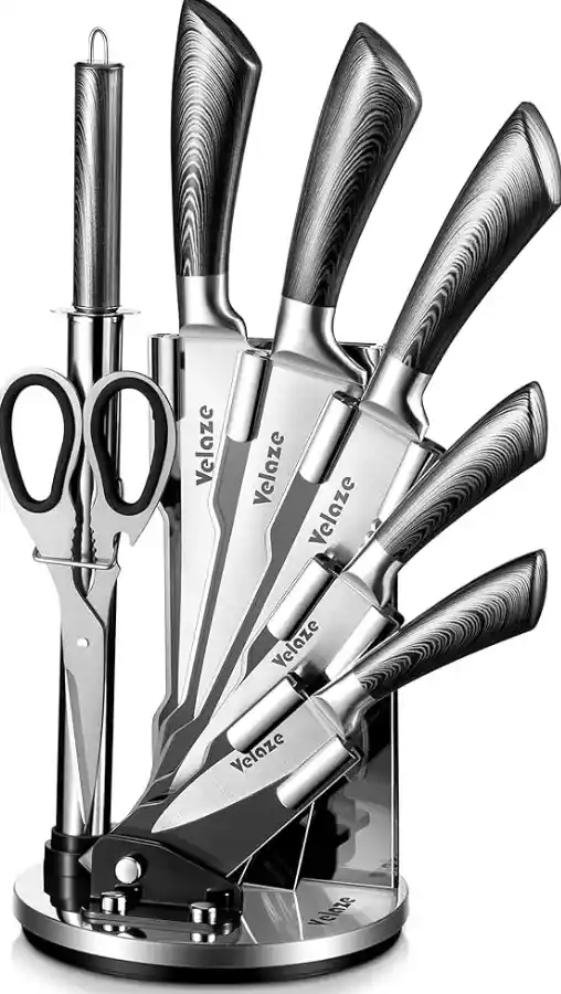 Velaze 8-Piece Stainless Steel Knife Block Set